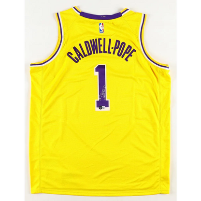 Yellow CALDWELL-POPE Lakers jersey with number 1, signed Los Angeles Lakers collectible