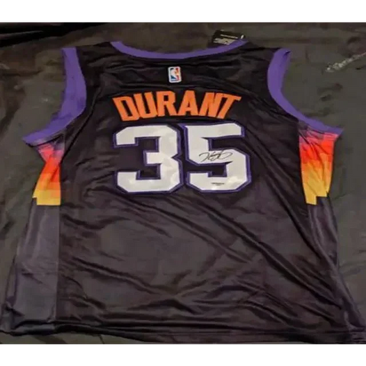 Kevin Durant autographed black jersey with number 35 and signature for fans