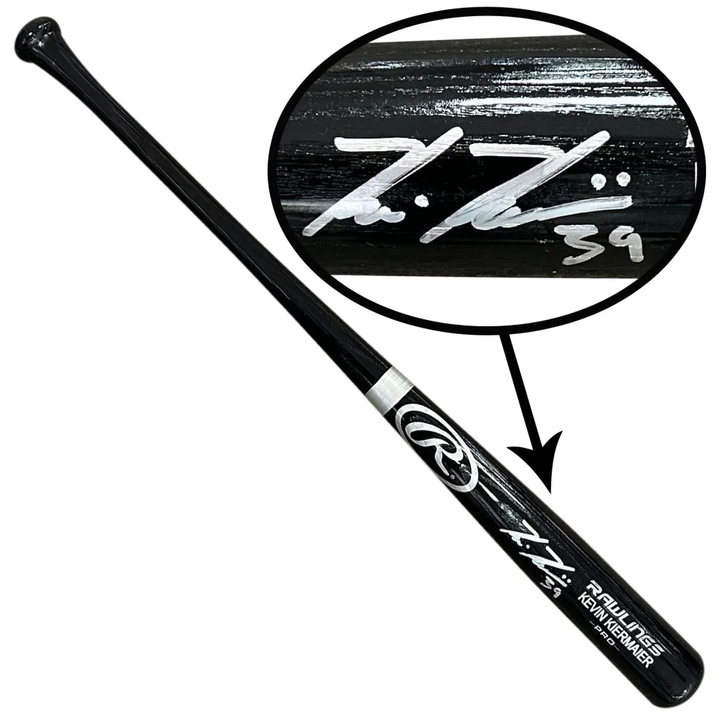 Kevin Kiermaier autographed Louisville Slugger black engraved bat