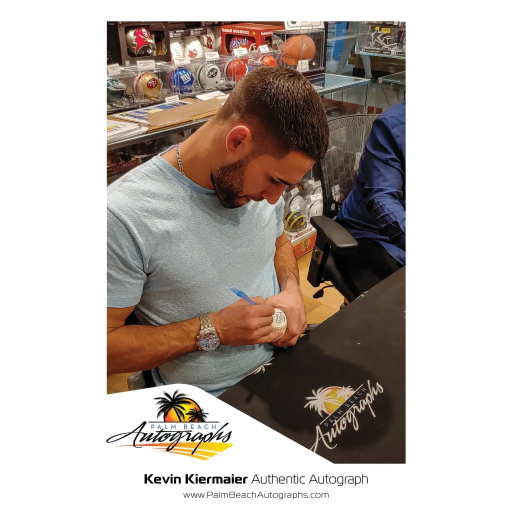 Kevin Kiermaier autographed official MLB baseball with gold glove logo