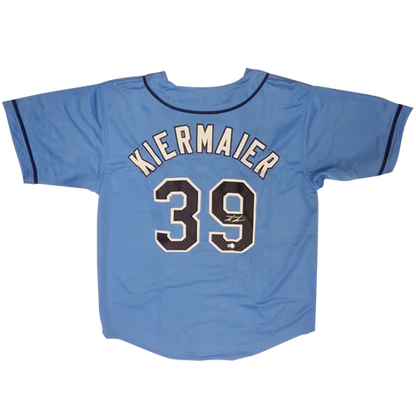 Back of Kevin Kiermaier autographed Tampa Bay baby blue #39 jersey