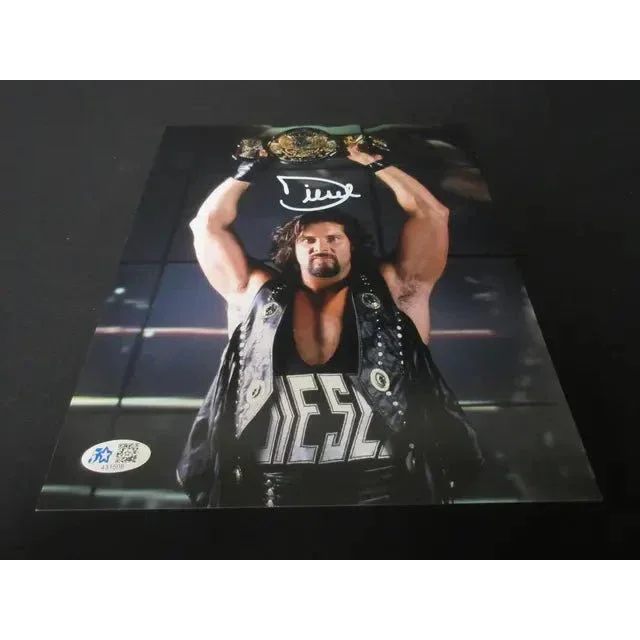 Kevin Nash signed 8x10 photo with championship belt authentication featuring Diesel