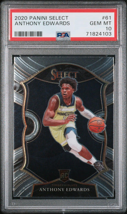 Graded 2020 Panini Select Anthony Edwards #61 Rookie RC Basketball Card PSA 10 Gem Mint | Hall of Fame Sports Memorabilia | vintageantiquesgifts.com