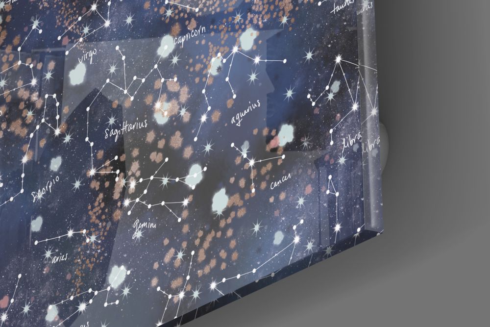 Constellation Star Map Night Sky Glass Wall Art