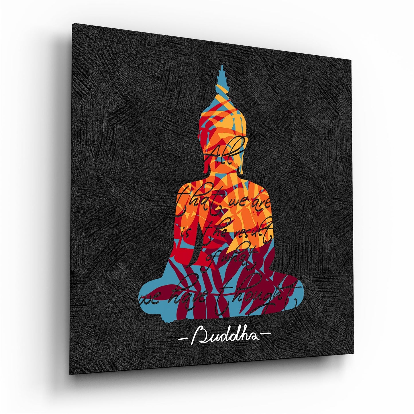 Colorful Silhouette Buddha Glass Wall Art