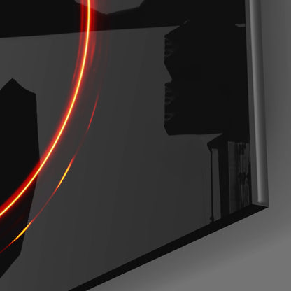 Glowing Fire Trail Capricorn Symbol Glass Wall Art