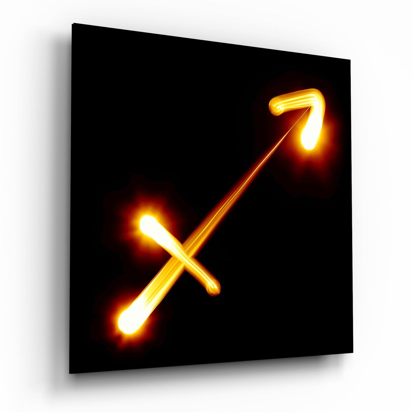 Fire Light Arrow Sagittarius Symbol Glass Wall Art