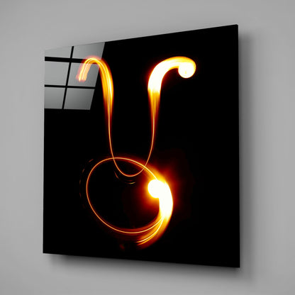 Glowing Fire Ring Taurus Symbol Glass Wall Art