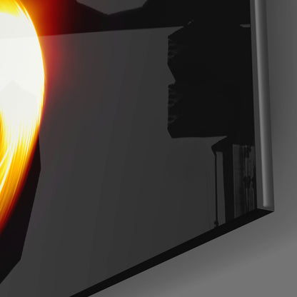 Glowing Fire Ring Taurus Symbol Glass Wall Art