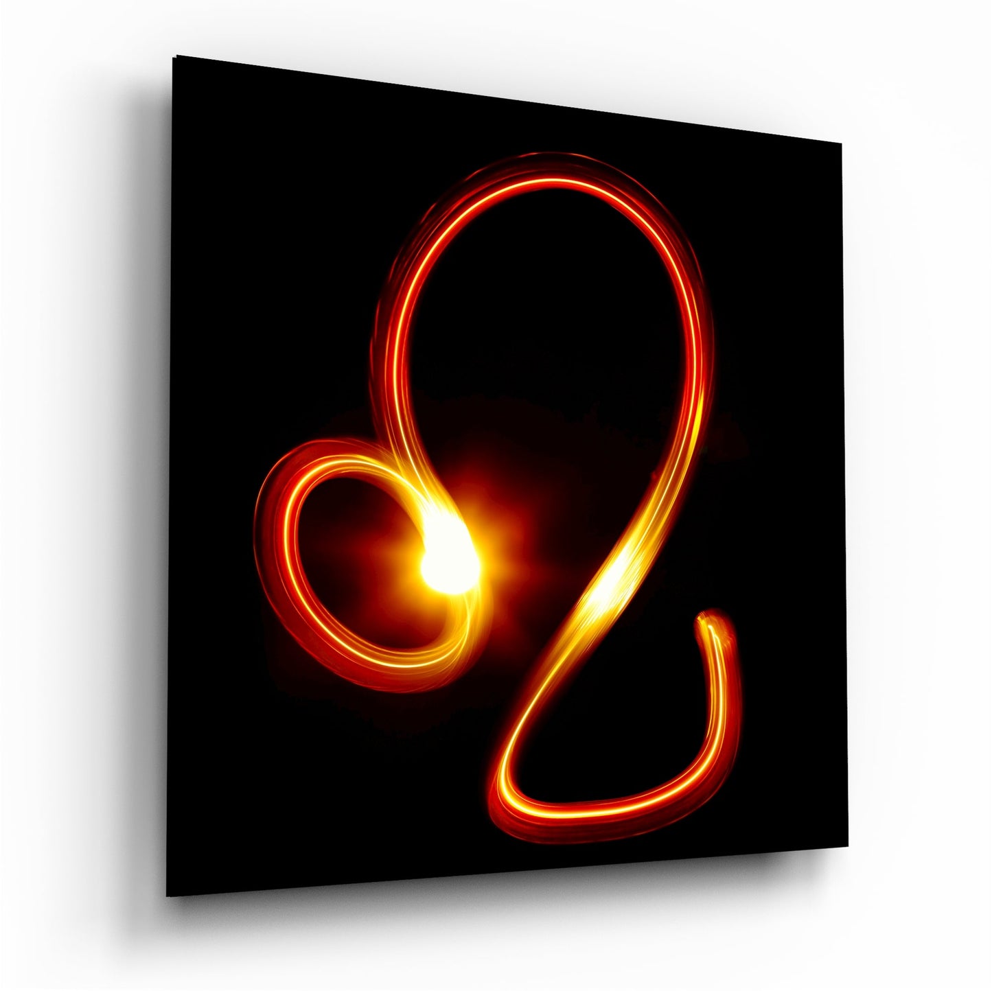 Flowing Flame Loop Leo Symbol Glass Wall Art