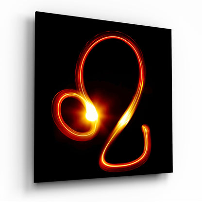 Flowing Flame Loop Leo Symbol Glass Wall Art