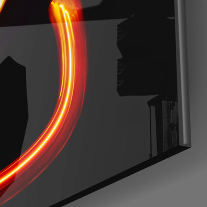 Flowing Flame Loop Leo Symbol Glass Wall Art