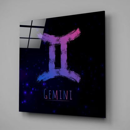 Pink Blue Gradient Starry Gemini Glass Wall Art