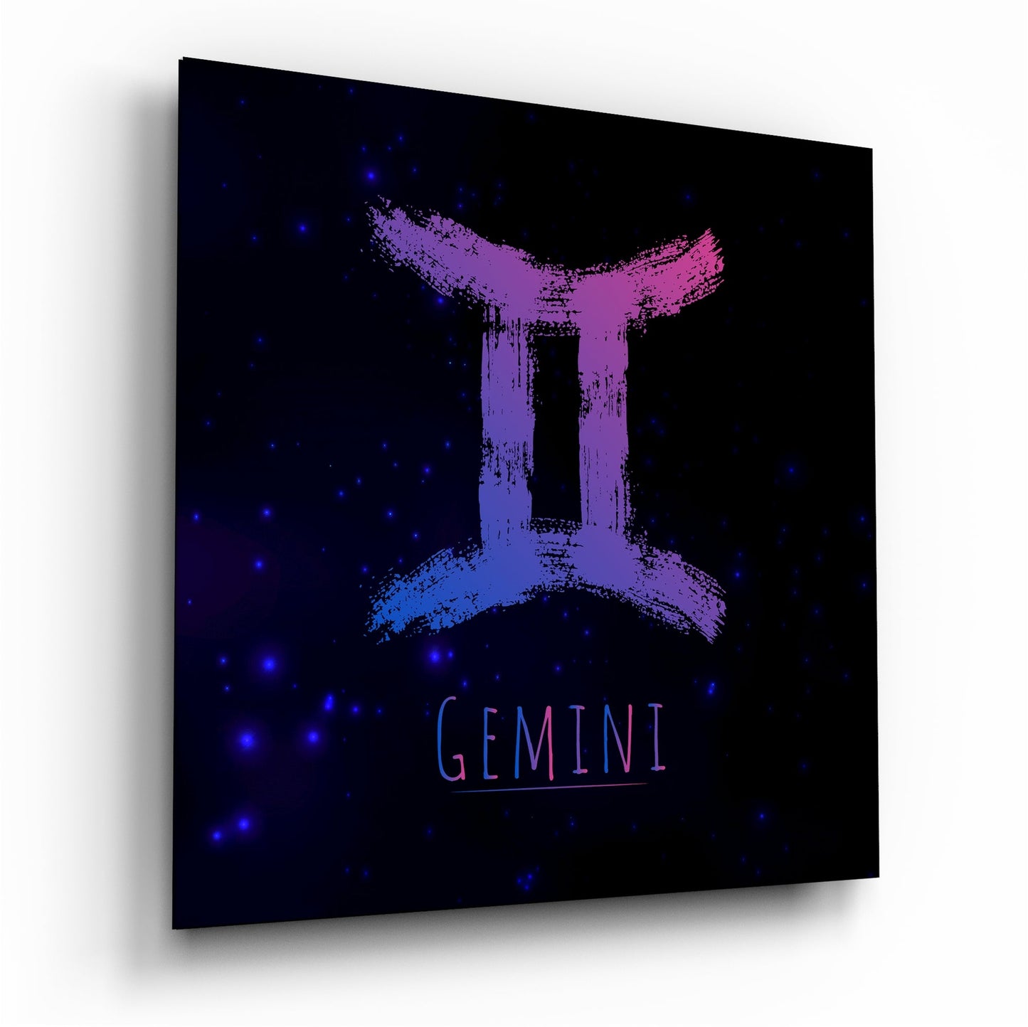 Pink Blue Gradient Starry Gemini Glass Wall Art