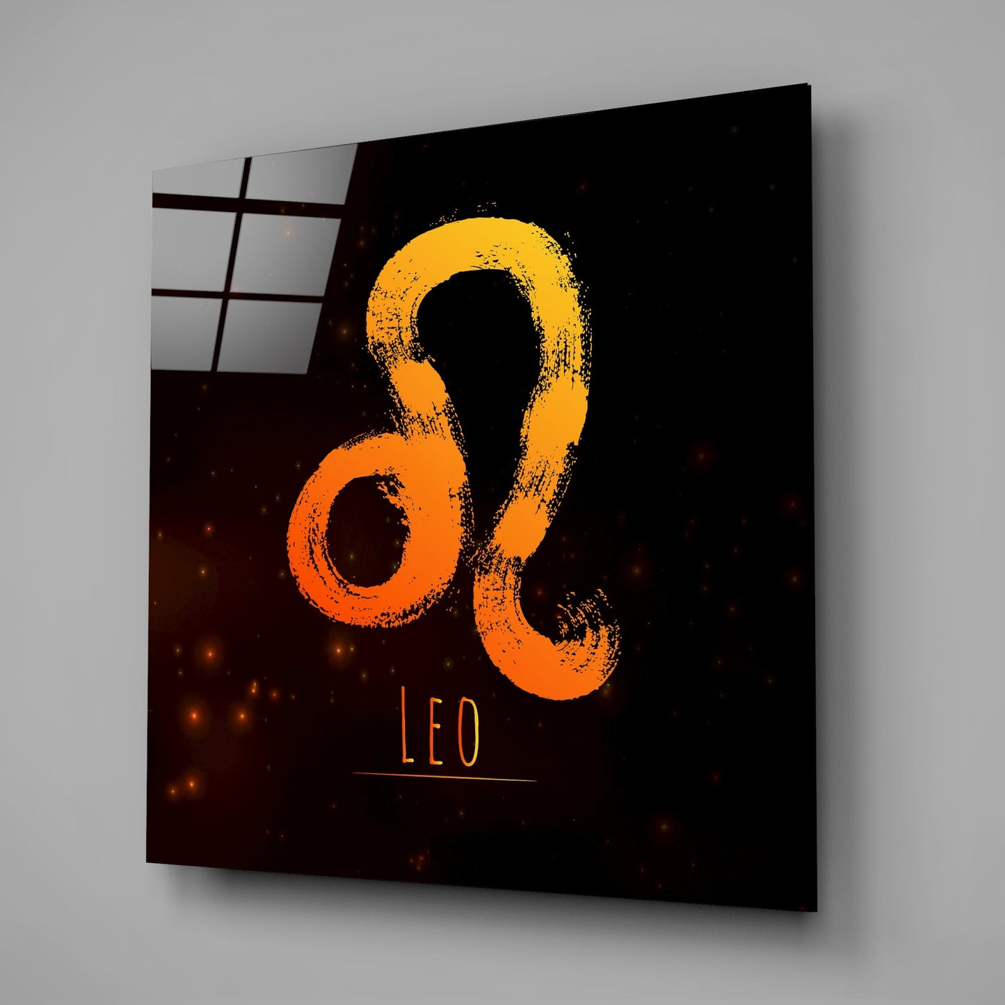 Orange Gradient Ember Sky Leo Glass Wall Art