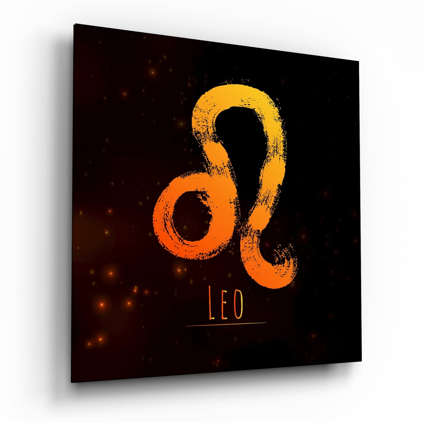 Orange Gradient Ember Sky Leo Glass Wall Art