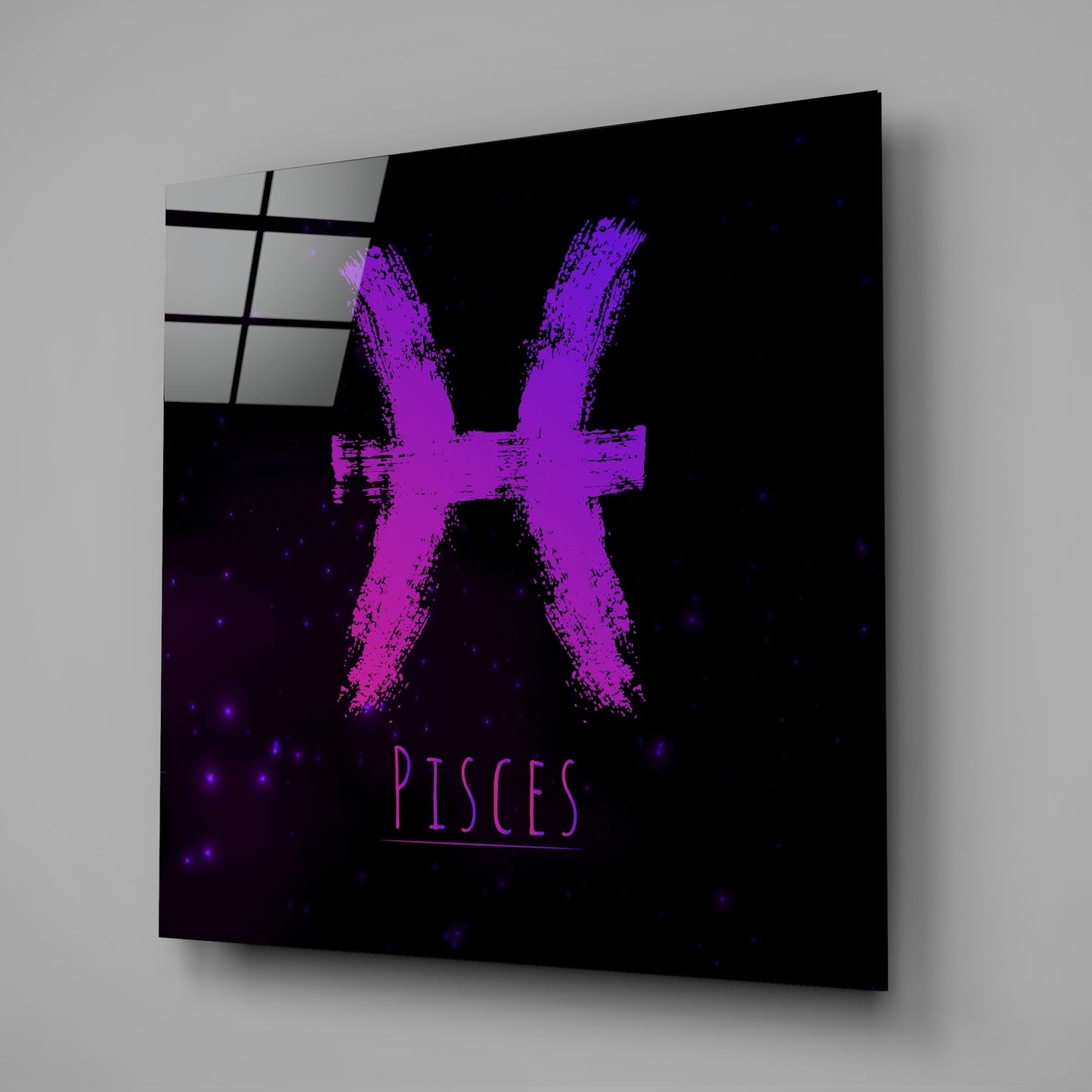 Magenta Brushstroke Starry Pisces Glass Wall Art