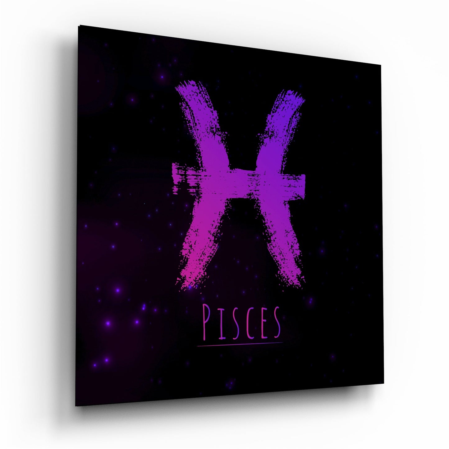 Magenta Brushstroke Starry Pisces Glass Wall Art
