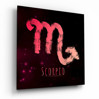 Coral Brushstroke Crimson Sky Scorpio Glass Wall Art