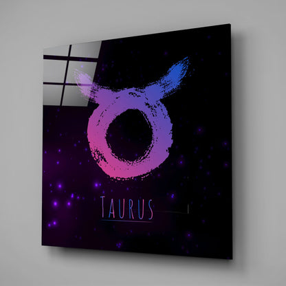 Pink Blue Brushstroke Starry Taurus Glass Wall Art