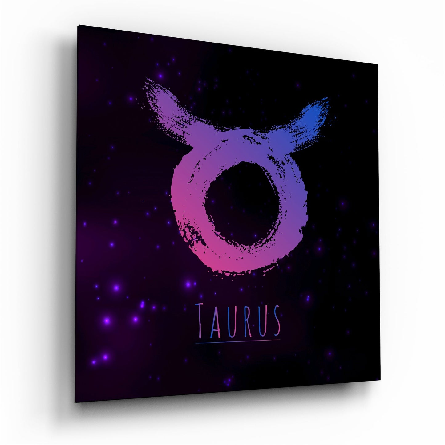 Pink Blue Brushstroke Starry Taurus Glass Wall Art