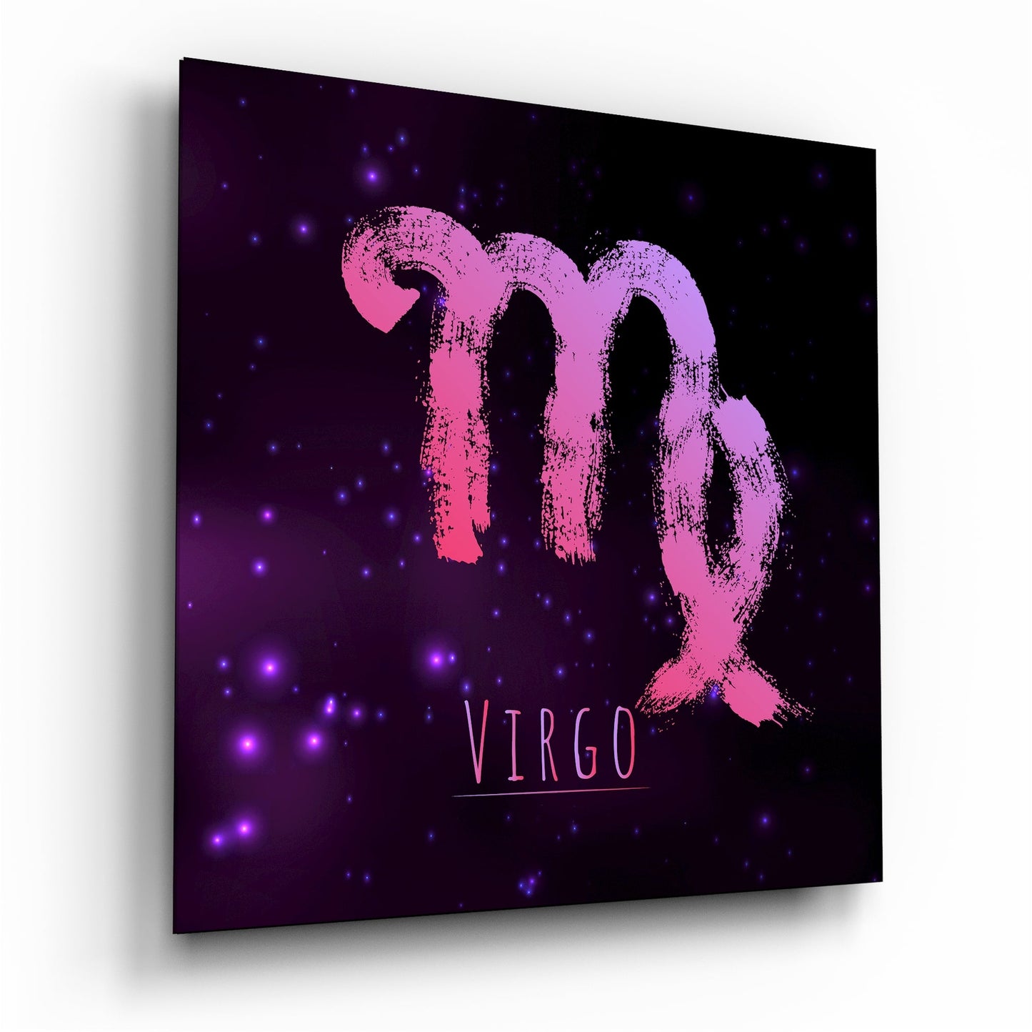Pink Brushstroke Purple Nebula Virgo Glass Wall Art