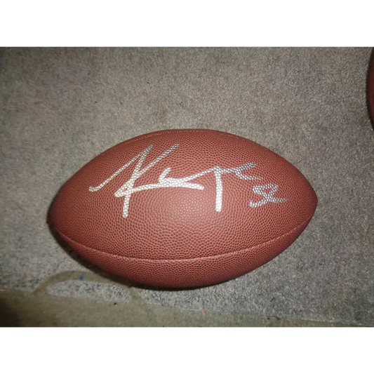 Brown leather Khalil Mack Wilson football with silver autograph from Khalil Mack Los Angeles Chargers