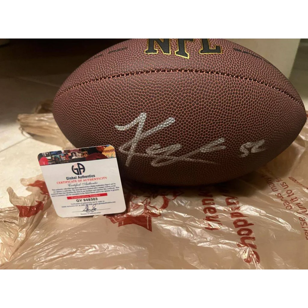 Autographed Khalil Mack official real size football with certificate of authenticity