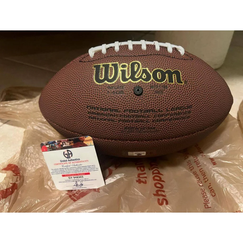 Khalil Mack official real size football with white laces and authenticity certificate