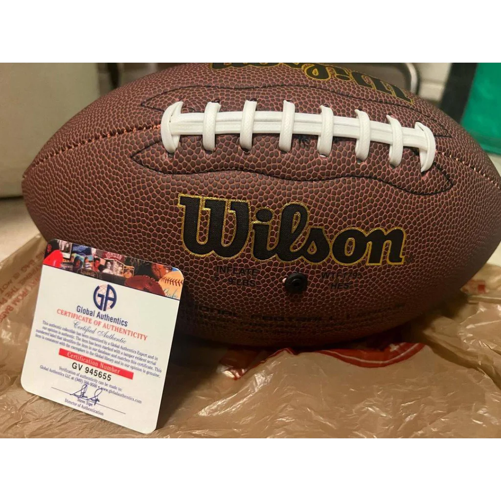 Khalil Mack official real size football with white laces and authenticity certificate