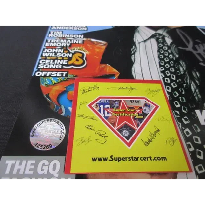 Yellow card with Super Star Certification logo for Kim Kardashian signed 8x10 photo