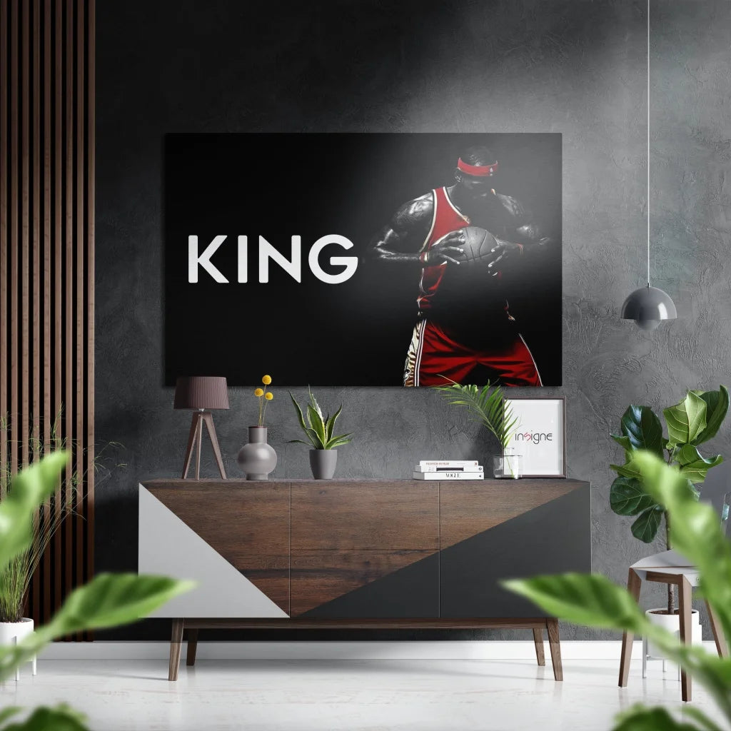 King black red basketball poster on brushed aluminium dibond