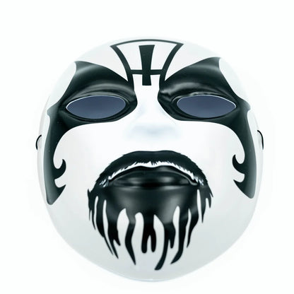 White mask with black face paint and beard from King Diamond s Abigail graphic mask