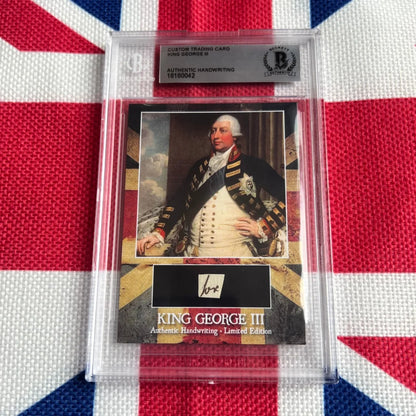 King George III trading card with authentic handwriting in protective case