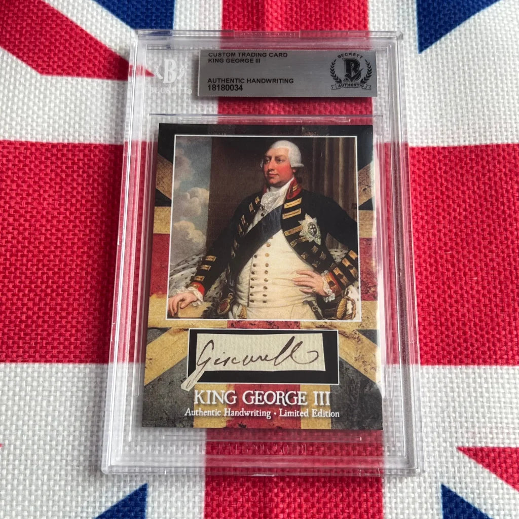 Custom King George III trading card with authentic handwritten signature of George III