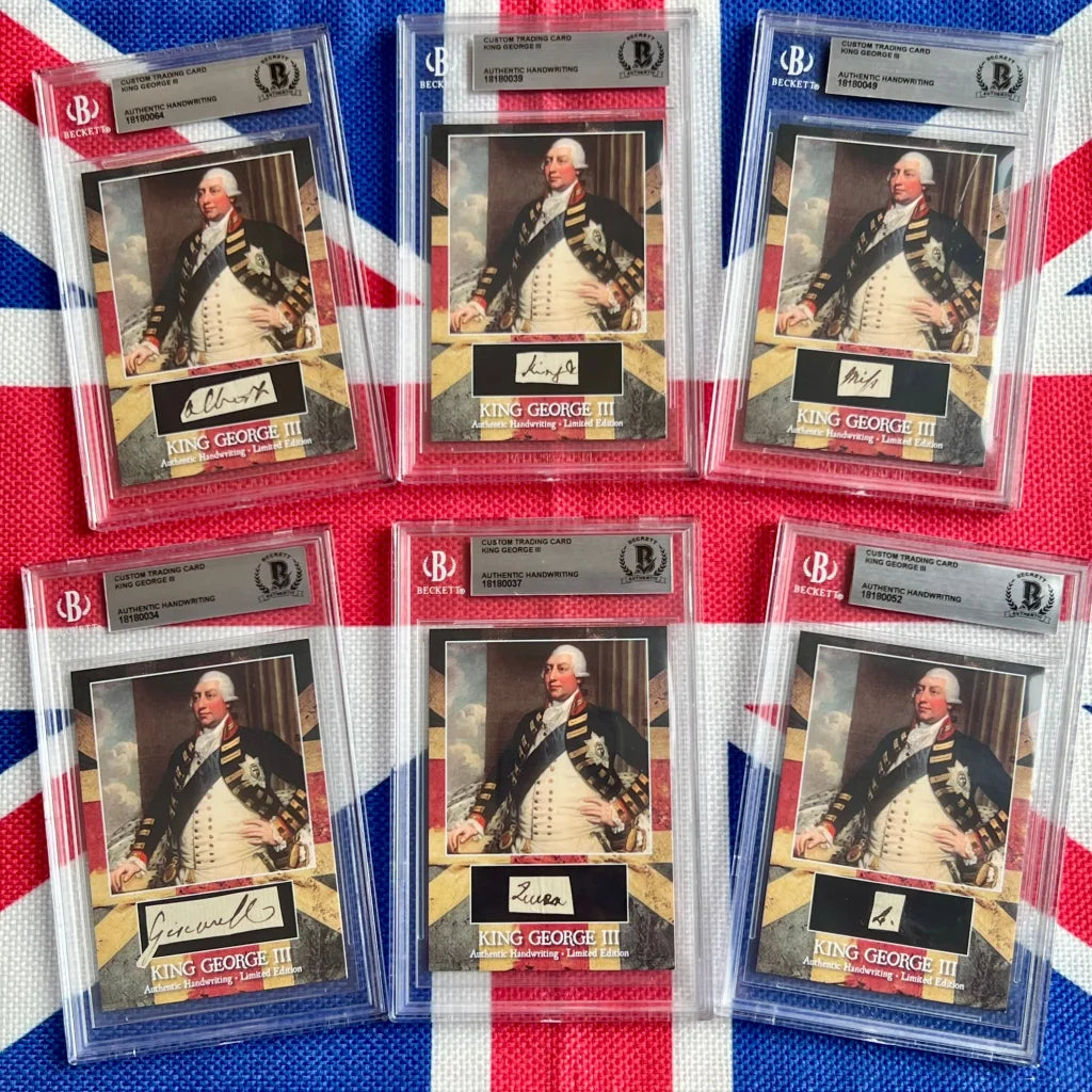 Graded trading card featuring King George III authentic handwritten word collectible