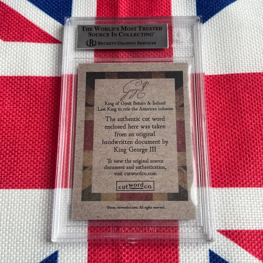 Beckett-graded King George III collectible card with authentic handwritten word from George III