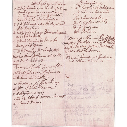 Handwritten financial document with names and amounts on King George III trading card