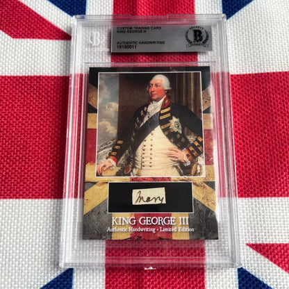 King George III trading card with authentic handwriting swatch, perfect for collectors
