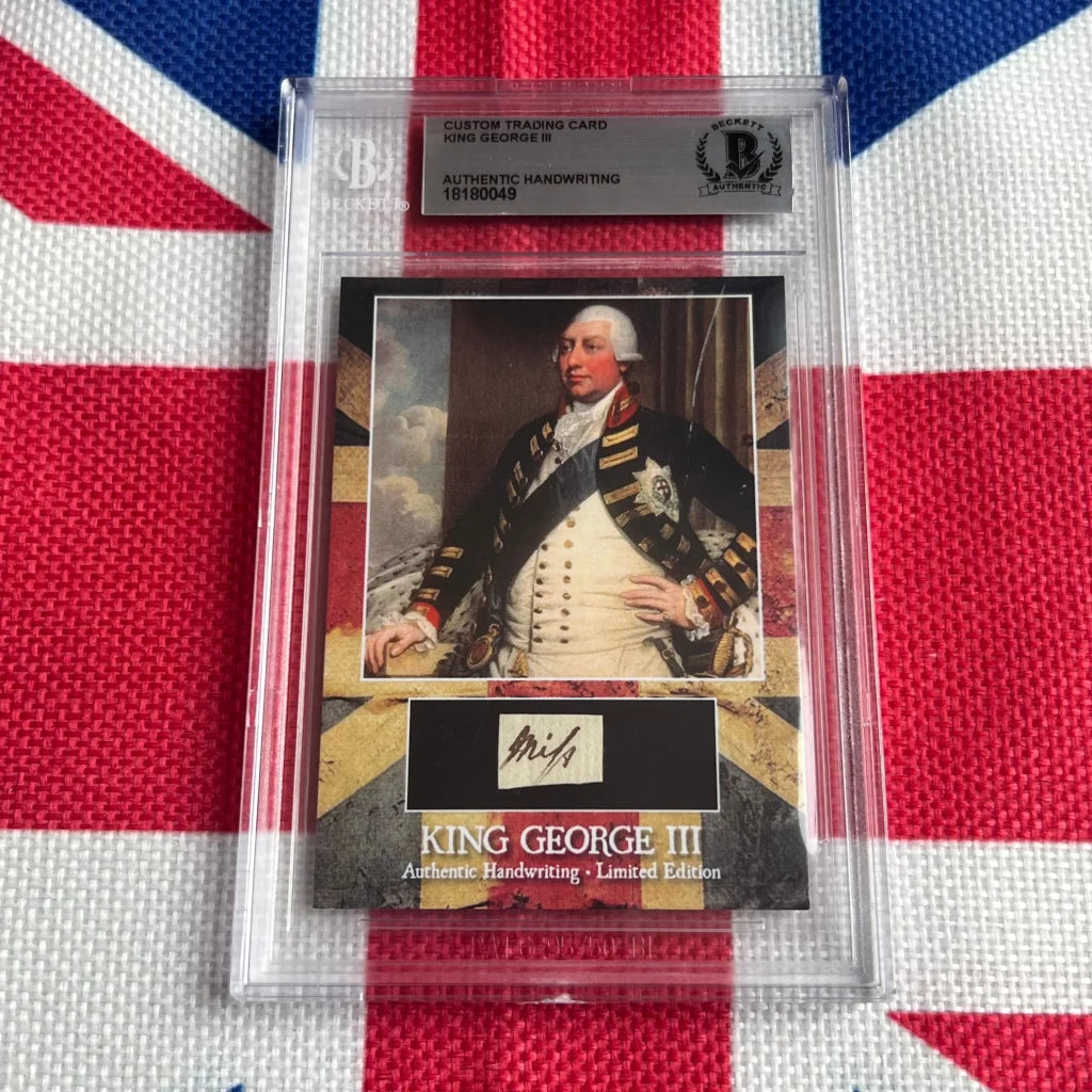 Graded King George III trading card with portrait and authentic handwriting for collectors