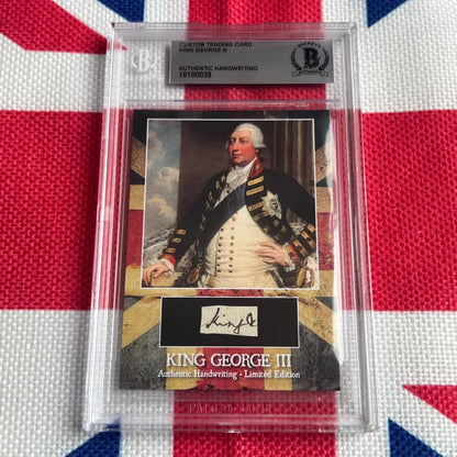 Custom King George III trading card with authentic handwriting swatch for collectors