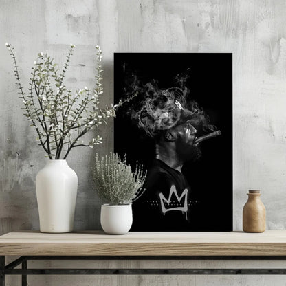 Smoking King Crown Insigne Aluminum Prints Wall Art | Glass Wall Art Print | vintageantiquesgifts.com