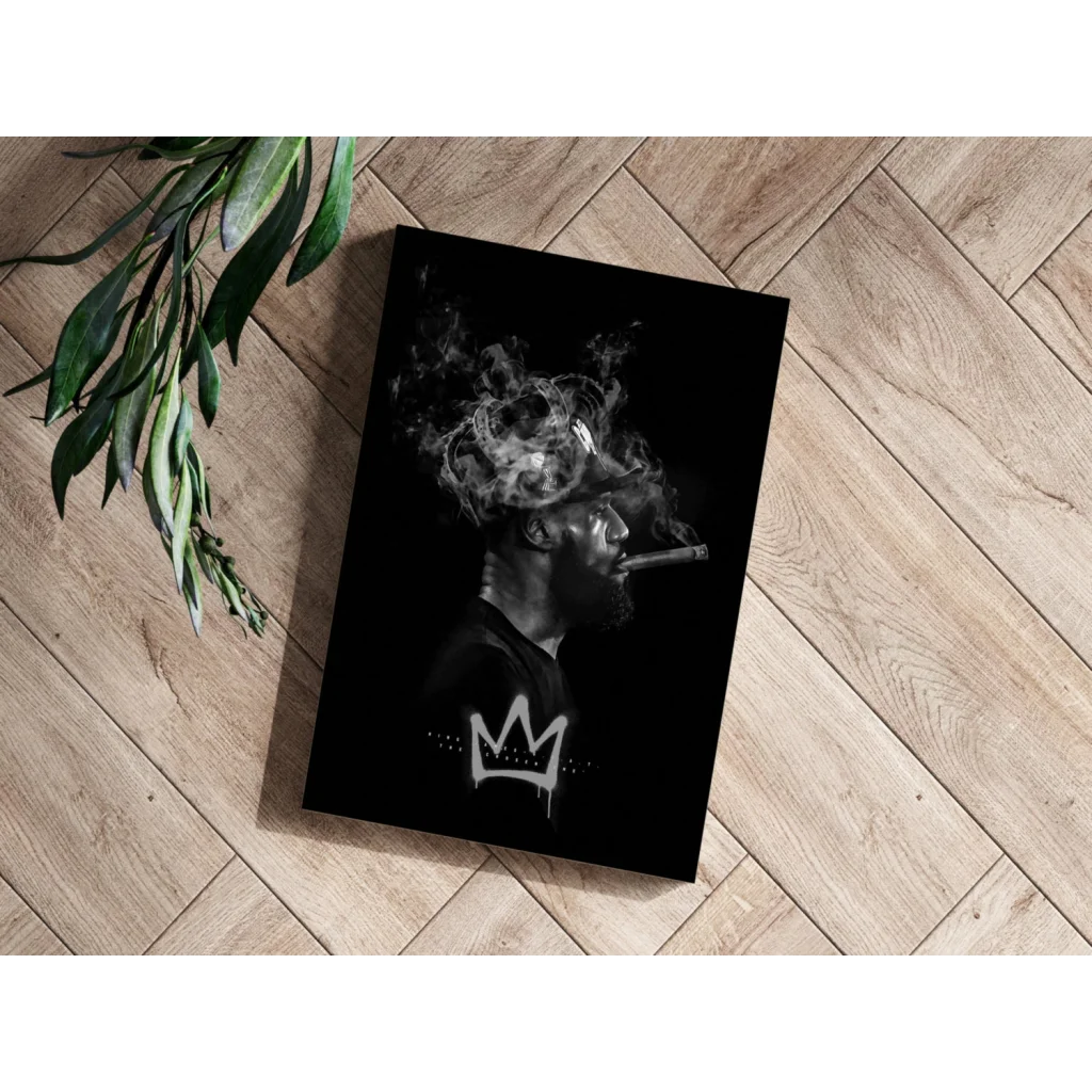 Smoking King Crown Insigne Aluminum Prints Wall Art | Modern Wall Art Decor | vintageantiquesgifts.com