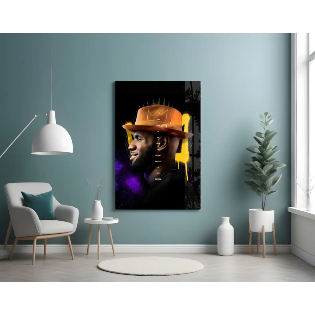 LeBron James Crown Portrait Wall Art Canvas Print | Contemporary Home Wall Art | vintageantiquesgifts.com
