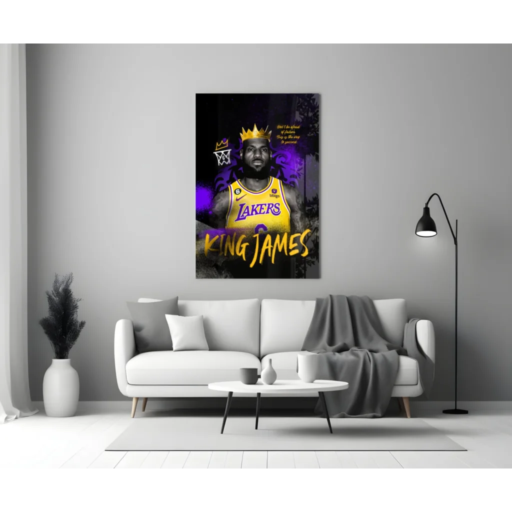 LeBron James Lakers King Crown Canvas Wall Art Print | Modern Wall Art Decor | vintageantiquesgifts.com