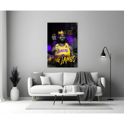 LeBron James Lakers King Crown Canvas Wall Art Print | Modern Wall Art Decor | vintageantiquesgifts.com