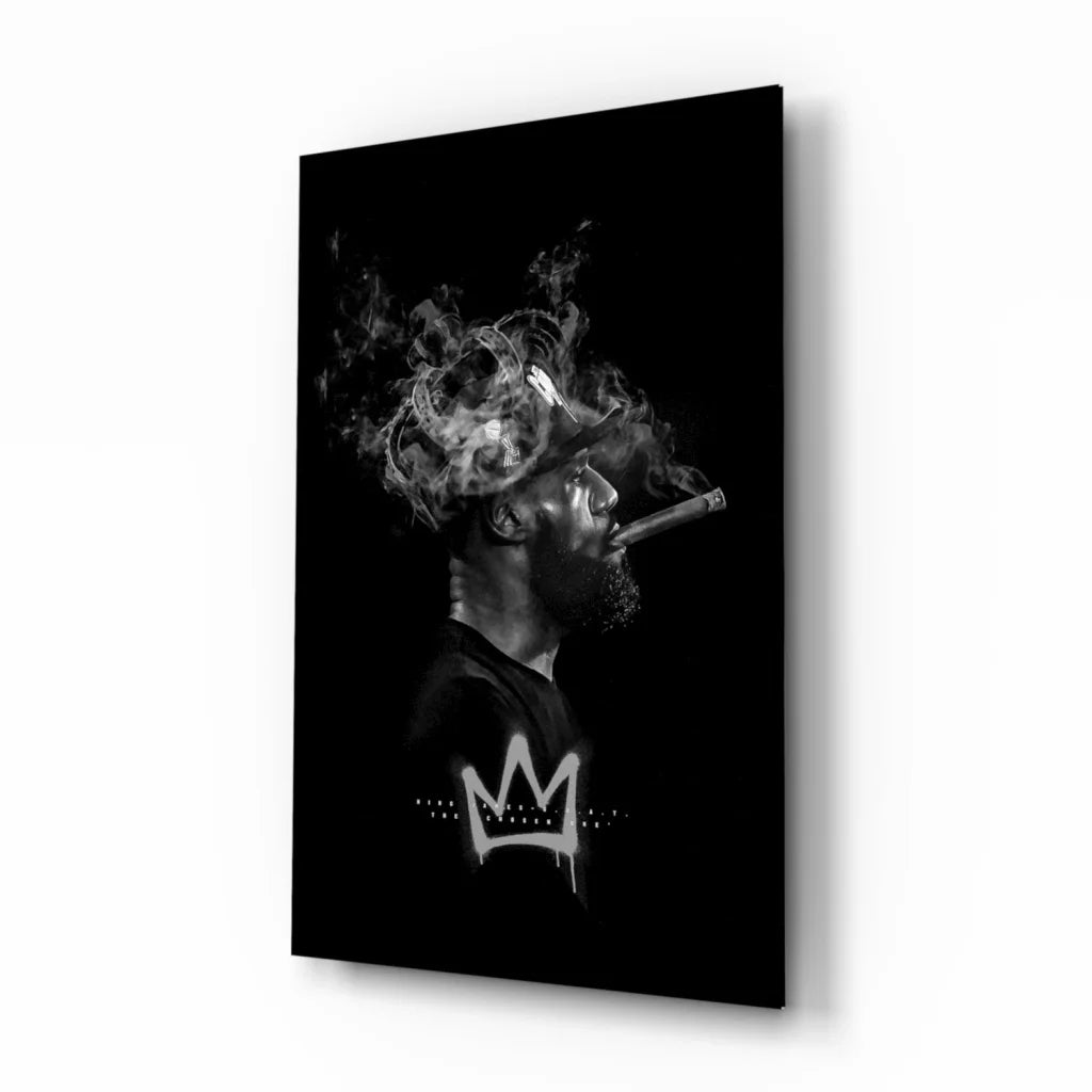 LeBron James Crown Smoke Canvas Wall Art Print | Insigneart USA | vintageantiquesgifts.com