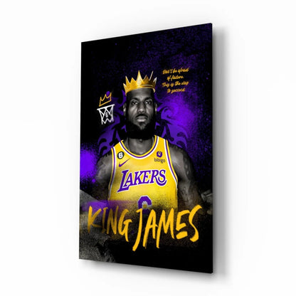LeBron James Lakers King Crown Canvas Wall Art Print | Insigneart USA | vintageantiquesgifts.com