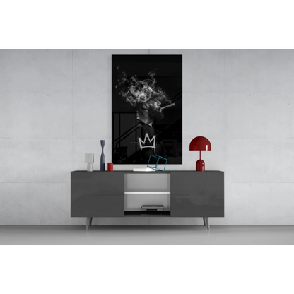 LeBron James crown smoke black and white canvas wall art print