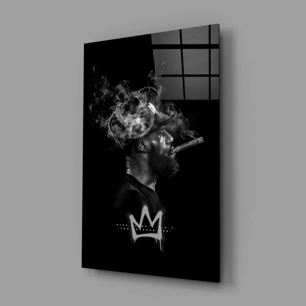 LeBron James Crown Smoke Canvas Wall Art Print | Glass Wall Art Print | vintageantiquesgifts.com